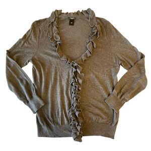 Ann Taylor Brown Ruffled Cardigan